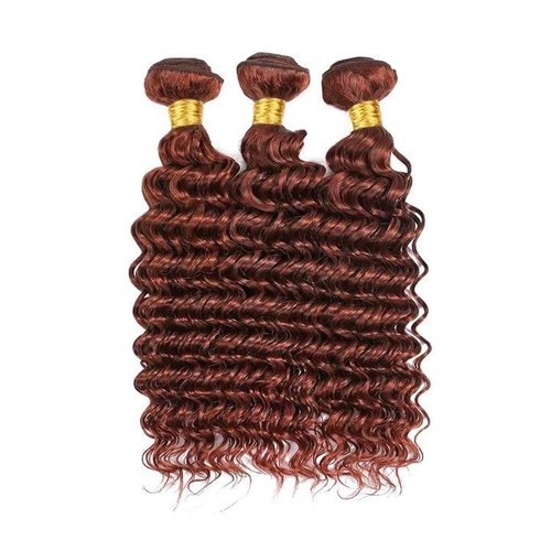 Giginger Bundles Human Hair 18 20 22 Inch Reddish Brown Deep Wave Bundles Color 33 Human Hair Deep Wave Unprocessed Quick Weave Soft Sewn In Hair Extensions for Black Women
