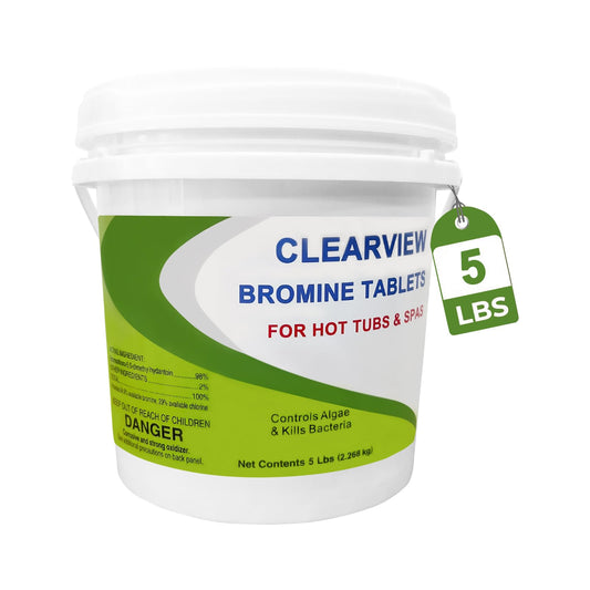ClearView Bromine Tablets 5 Lbs for Hot Tubs and Spas, Slow Dissolving Sanitizer Brominating Tabs, Kills Bacteria & Algae