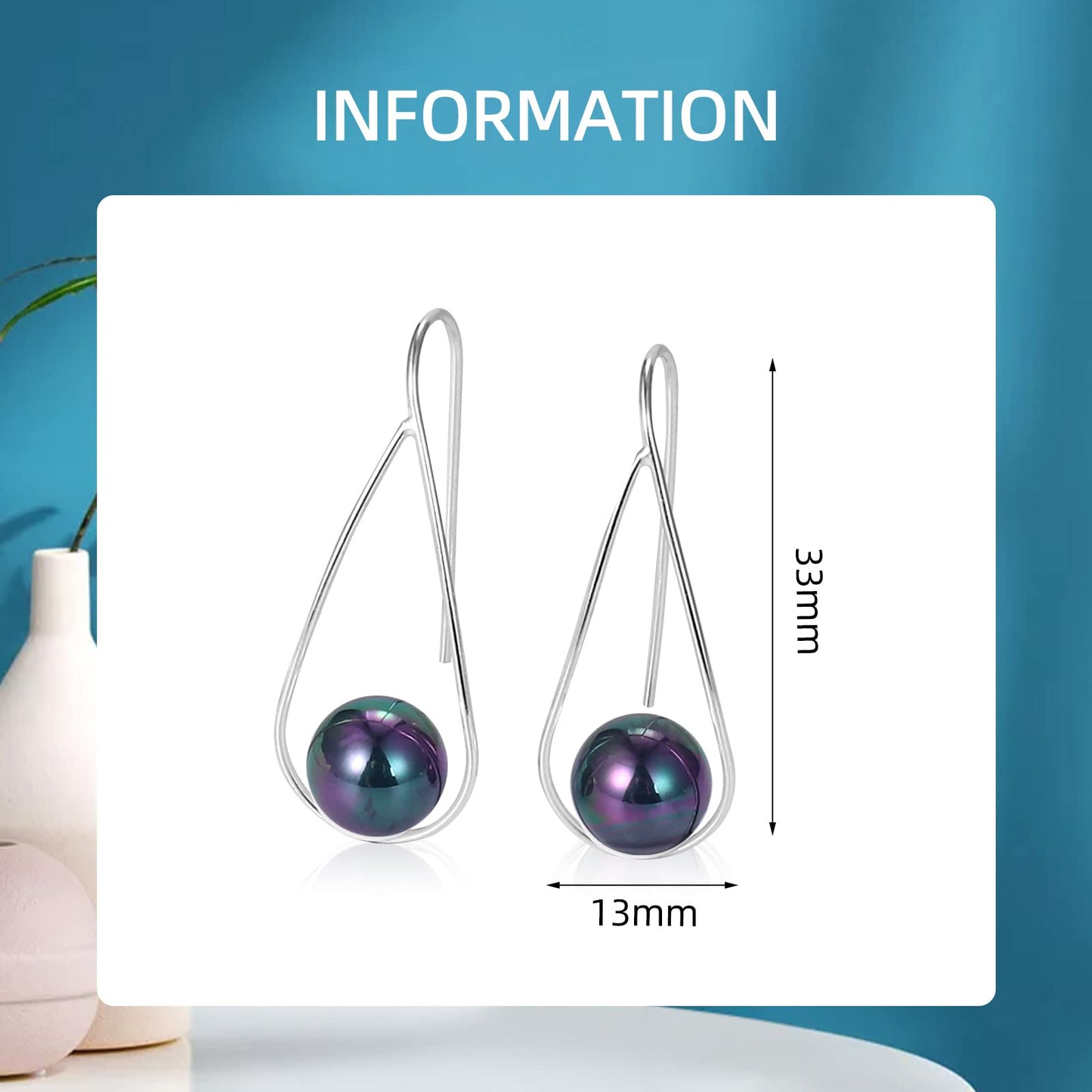 Black Pearl Earrings For Women Girls Black Freshwater Cultured Drop Earrings 925 Sterling Silver Hypoallergenic Real Pearl Earrings