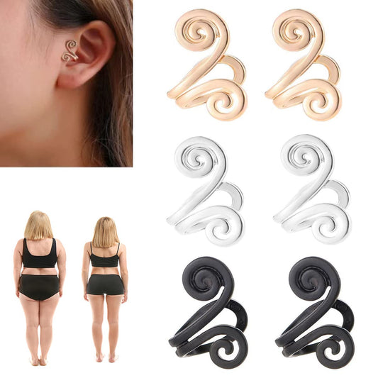 Acupressure Slimming Earrings,3 Pair Ear Ornament,Non Pierced Ears Earrings for Acupressure,for Weight Loss (Black+Gold+Sliver)