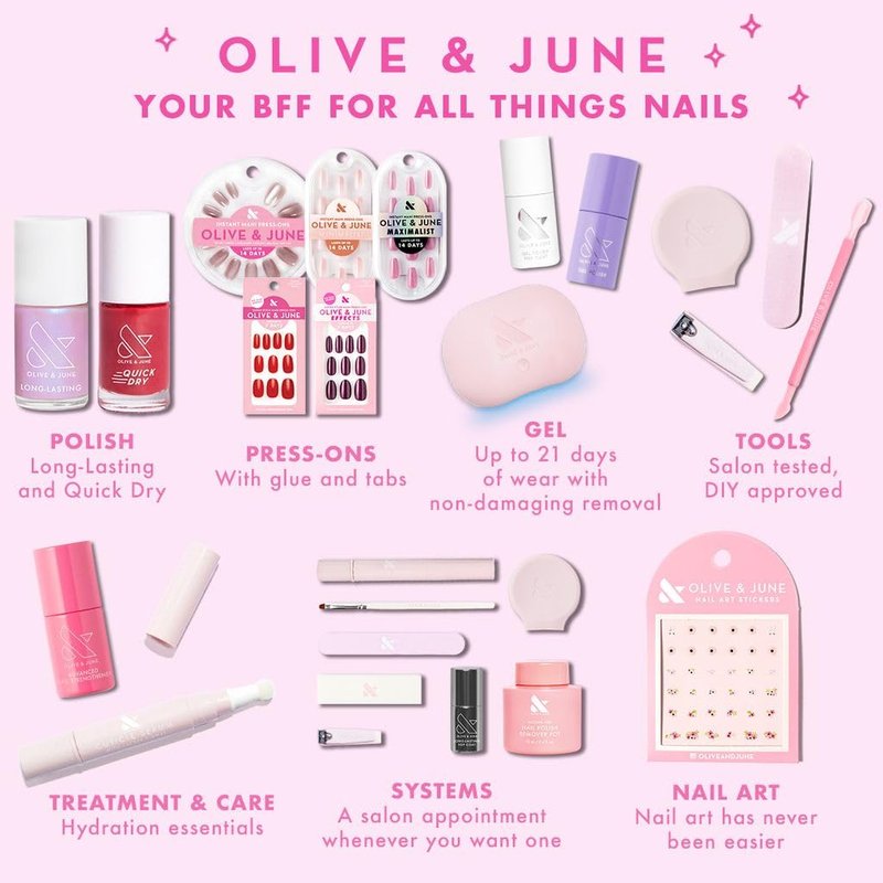 Olive & June Long Lasting Nail Polish | Plump Gel-Like Finish No Lamp Needed | Lasts up to 10 days | Salon-Quality 15-Free Vegan & Cruelty-Free Chip-Resistant | Strawberry Scone