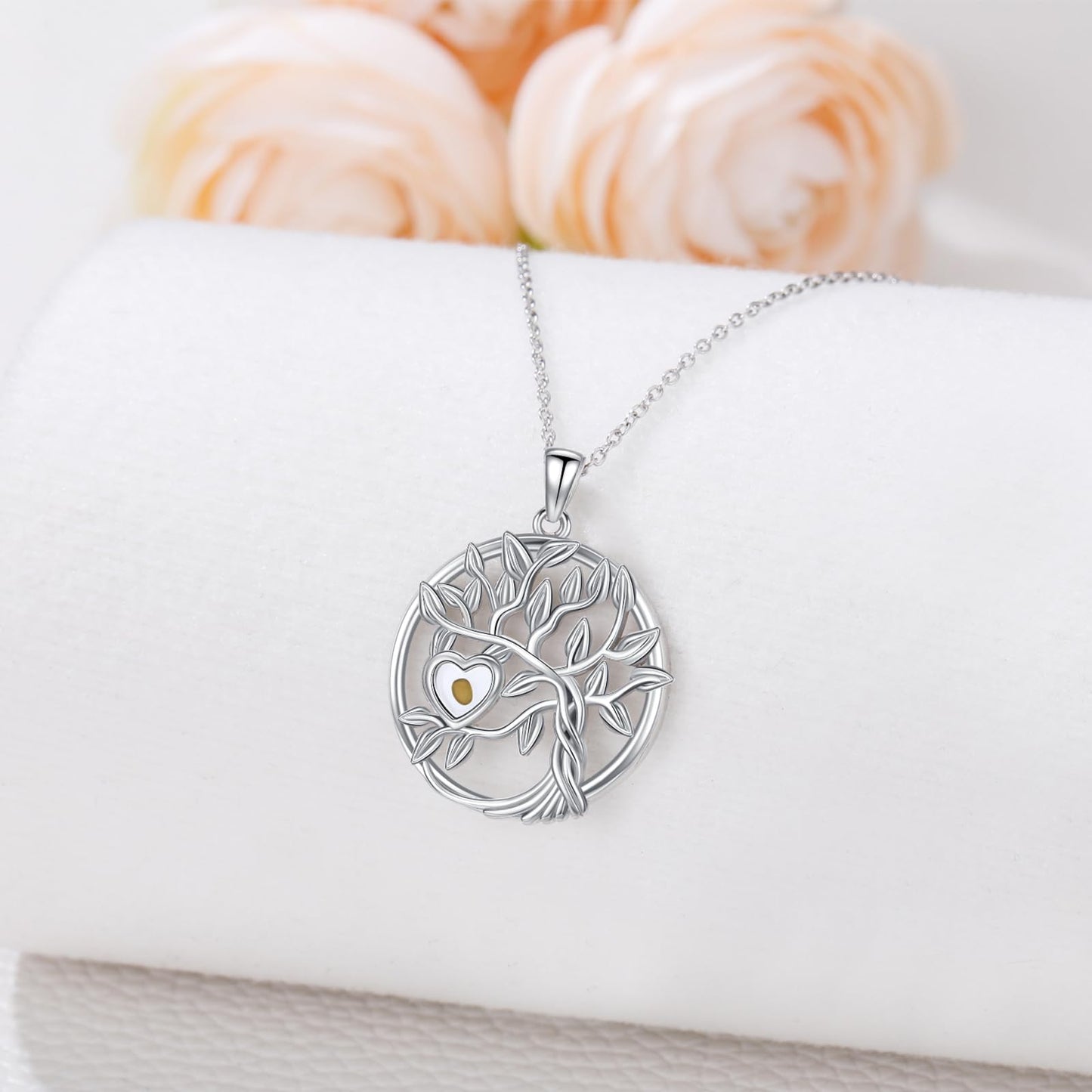 Suiknsn Mustard Seed Necklace 925 Sterling Silver Tree of Life Pendant Necklace Faith Christian Jewelry Gifts for Women Girlfriend