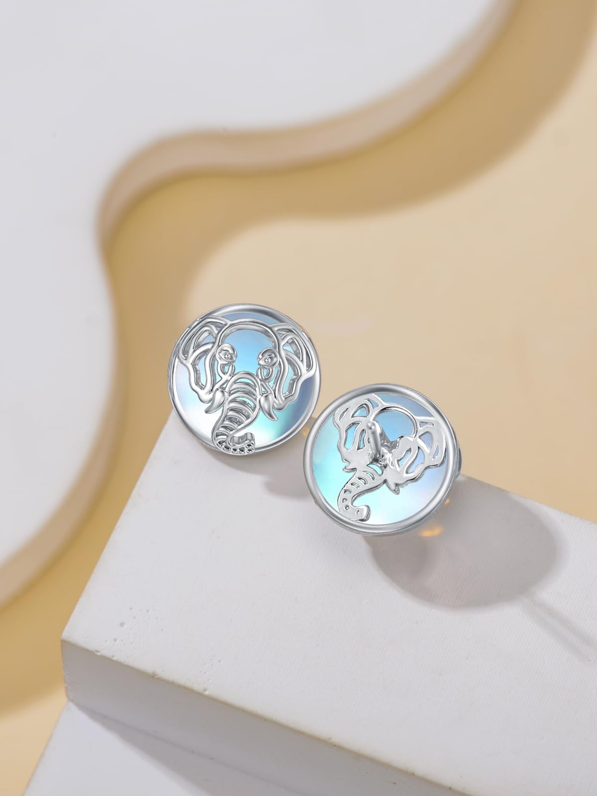 WINNICACA Elephant Stud Earrings Sterling Silver Moonstone Stud Earrings Elephant Jewelry Gifts for Women Birthday Mothers Day Gifts for Mom