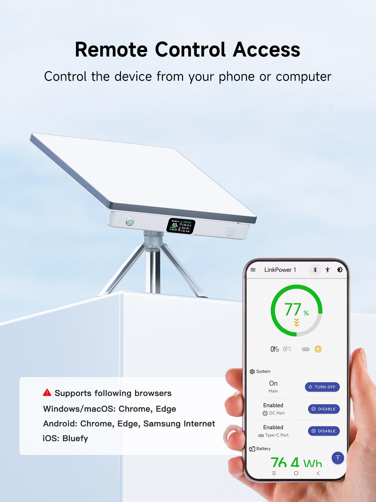 PeakDo LinkPower 1 Starlink Mini Battery Pack 99Wh TSA-Approved Portable Power Station, 4H+ Runtime, Pass-Through Charging, USB-C PD Input/Output, Smart Display & Remote Control for RV,Travel,Off-Grid