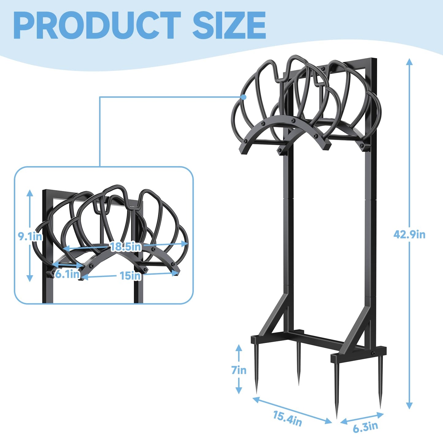 Garden Hose Holder for Outside, Heavy Duty Water Hose Holder Holds 160-Feet Hose, Stable Detachable Hose Stand Storage Hanger Rack for Yard Lawn Farm