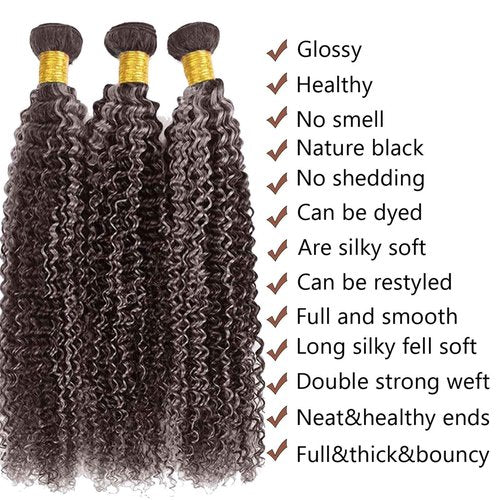Fabimiya P4/GREY Human Hair Bundles 26 28 30 inch Jerry Curly Wave Human Hair Bundles Highlight Chocolate Grey Unprocessed Soft Sewn In Hair with Double Weft for Black Women