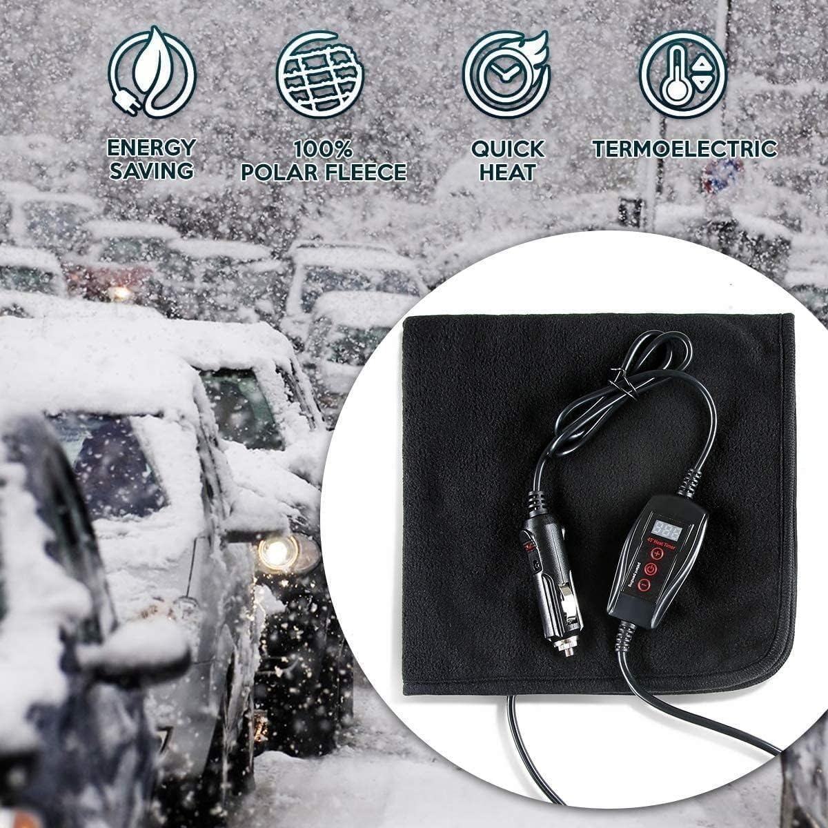 ZONETECH Black Warming Pad Cozy Warmth in Cold Weather, Perfectly Sized for Comfort and Portability for Pets