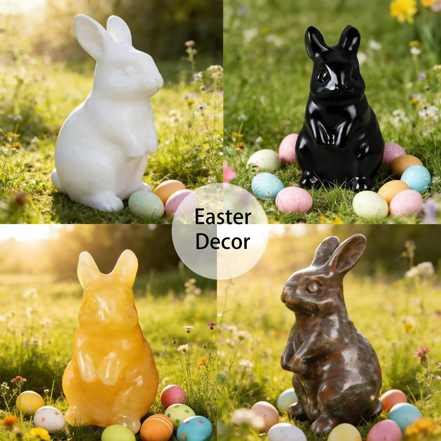 QLRSUXN Black Obsidian Bunny Figurine,Hand-Carved Rabbit Statue for Home Decor,1.6" Healing Crystal Desk Ornament,Easter Gift for Women Men,Lucky Feng Shui Charm for Office,Cute Animal Spirit Totem
