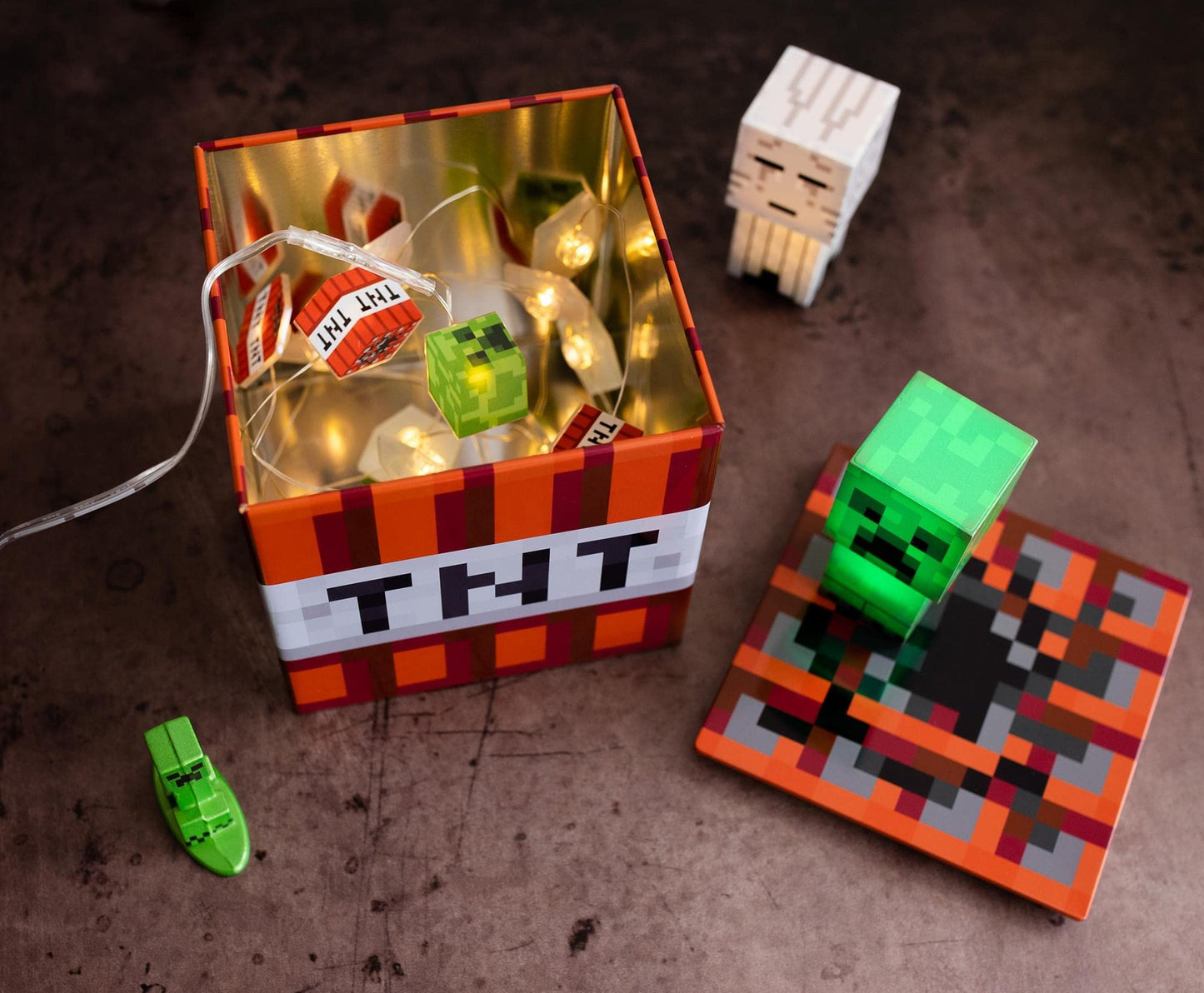 Minecraft TNT 4-Inch Tin Storage Box Cube Organizer with Lid | Basket Container, Cubby Cube Closet Organizer, Home Decor Playroom Accessories | Video Game Toys, Gifts and Collectibles