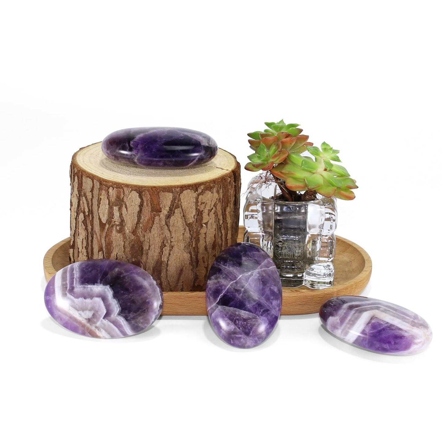 Nvzi Amethyst Crystal Palm Stone, Worry Stones, Crystals and Healing Stones, Polished Rocks, Natural Gemstones, Chakra Stones for Healing Crystals Daily Use
