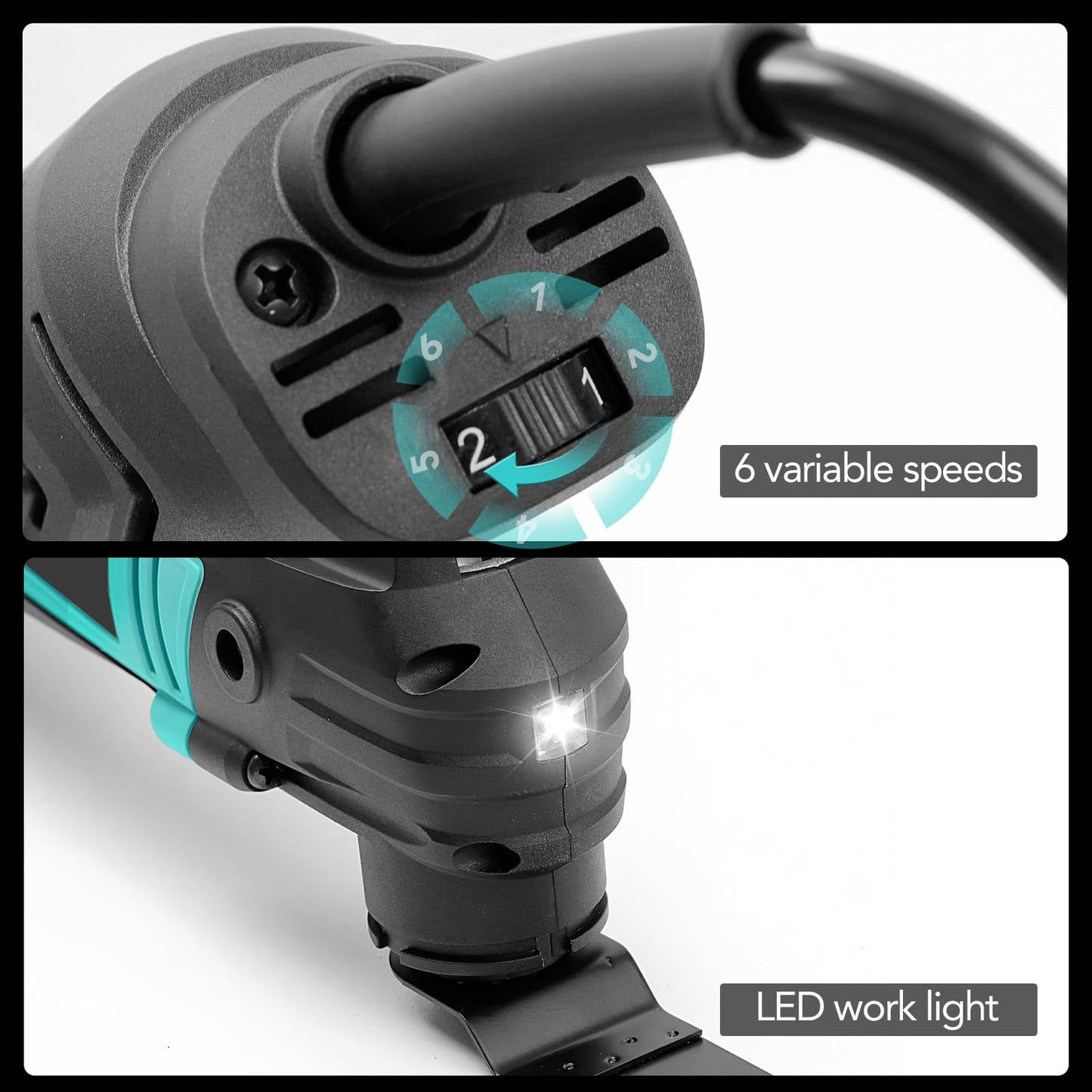 XSSIVE 3.2° Oscillating Multi-Tool Kit with Quick-Change & 6-Speed | 2.5A Motor for Smooth Cutting, Sanding, Scraping | Low Vibration & 17pc All-in-One Kit