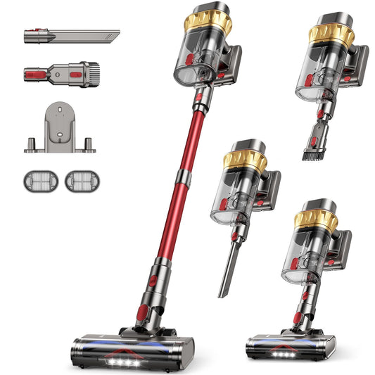 AIPOWAY 650W Cordless Vacuum Cleaner with 55KPa Flagship Suction, 75-Min Extended Runtime 2.5L Dual-Cup Capacity, Anti-Tangle Brush & Self-Standing Design HEPA Filtration for Furniture Carpet Pet Hair