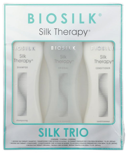 Biosilk Silk Therapy Trio Unisex Shampoo, Conditioner, and Original Treatment 7 oz 3 Pc