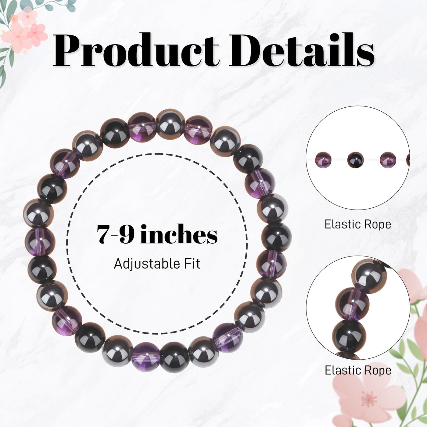 MAIBAOTA Empath Protection Bracelet Menopause Bracelet for Women 8 mm Amethyst Black Tourmaline Healing Crystal Bracelets Jewelry