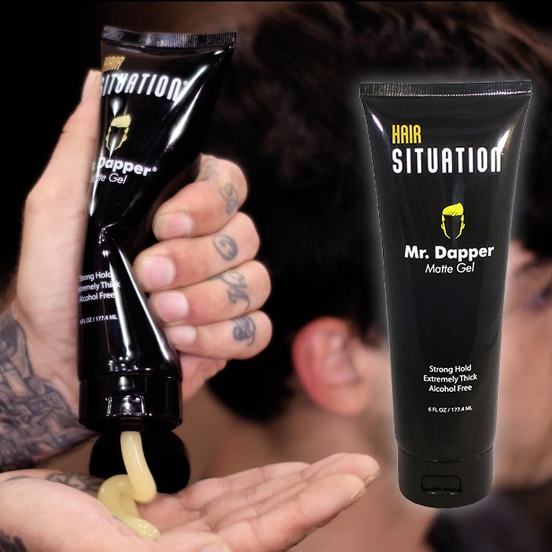 Hair Situation Mr. Dapper Matte Look Strong Hold Styling Hair Gel for Men, Anti-Humidity Shield, Anti-Frizz and Fly Away, Alcohol-Free, No Flake Formula Made with Vitamins to Strengthen Hair, 6 Fl Oz