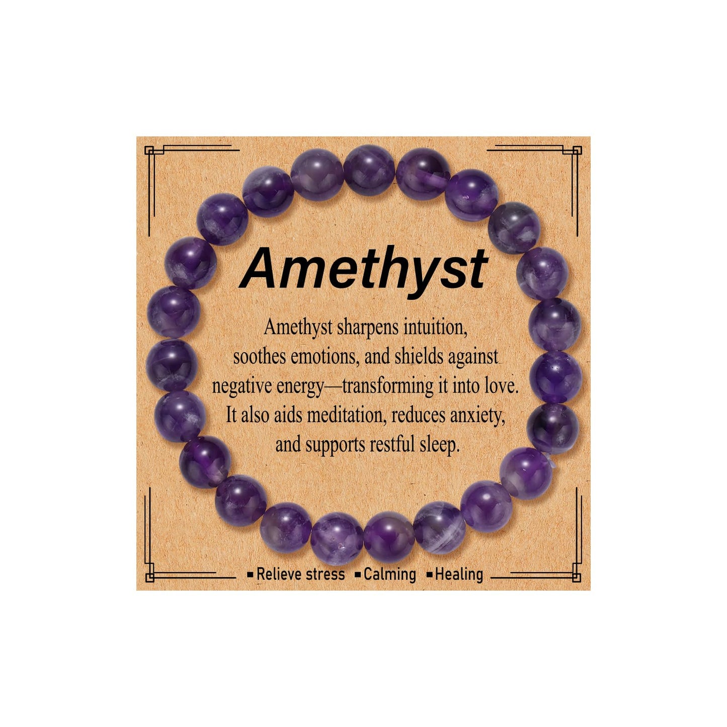 Kenailw Amethyst Beaded Bracelet for Women, Natural Purple Crystal Bracelet Healing Anxiety Protection Birthday Jewelry Gifts for Her Daughter Mom Best Friend Bestie