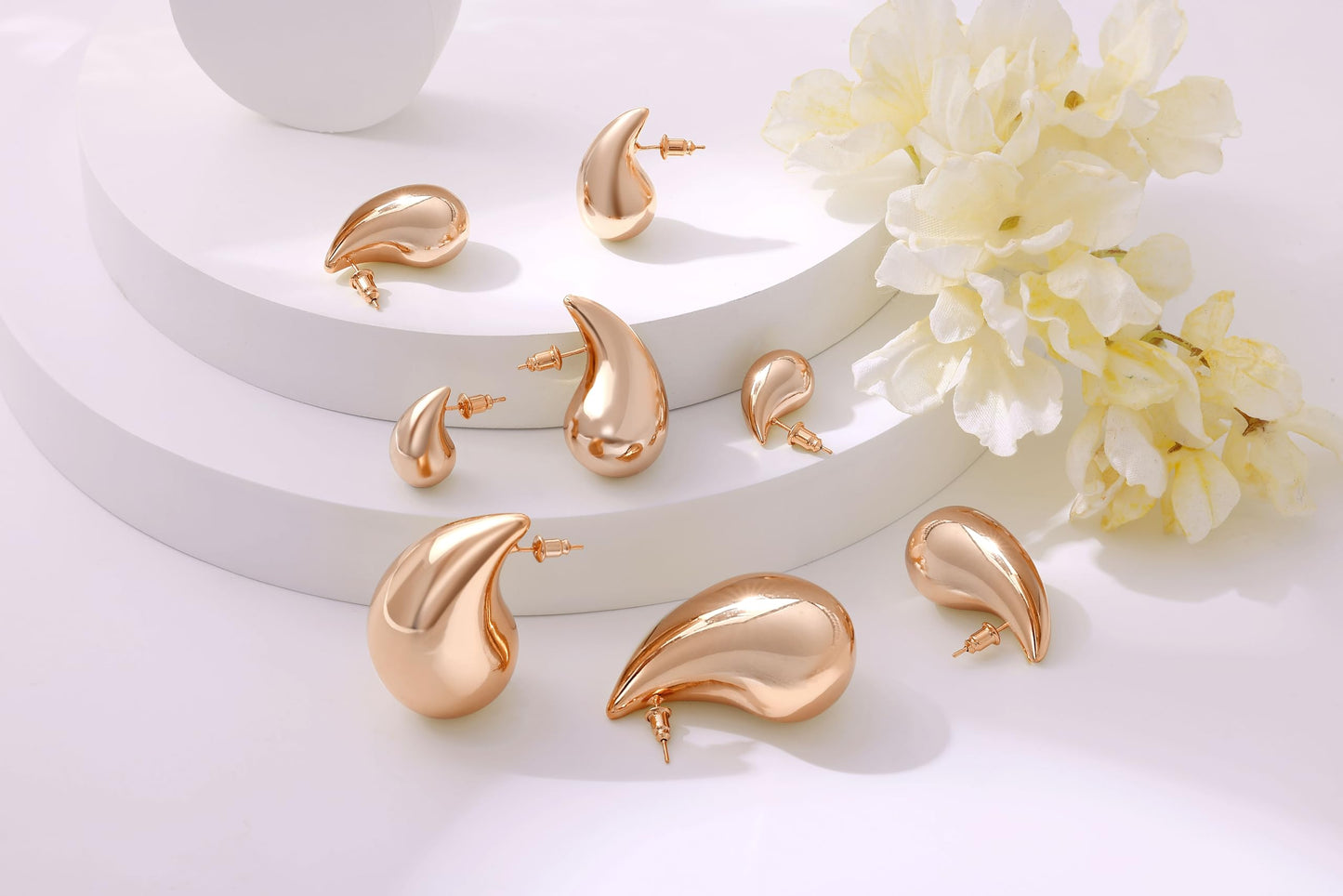 Gacimy 14K Rose Gold Plated Teardrop Earrings Dupes for Women, Chunky Drop Earrings for Women with 925 Sterling Silver Post, 0.7 Inches Rosegold