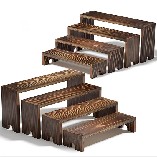 2 Set Wooden Tiered Risers Display Stands for Vendor Events,Stackable Wood Cupcake Display Stand,Farmhouse Decor Wood Dessert Table Display Set,Vendor Booth Display Items,Food Display Risers for Party