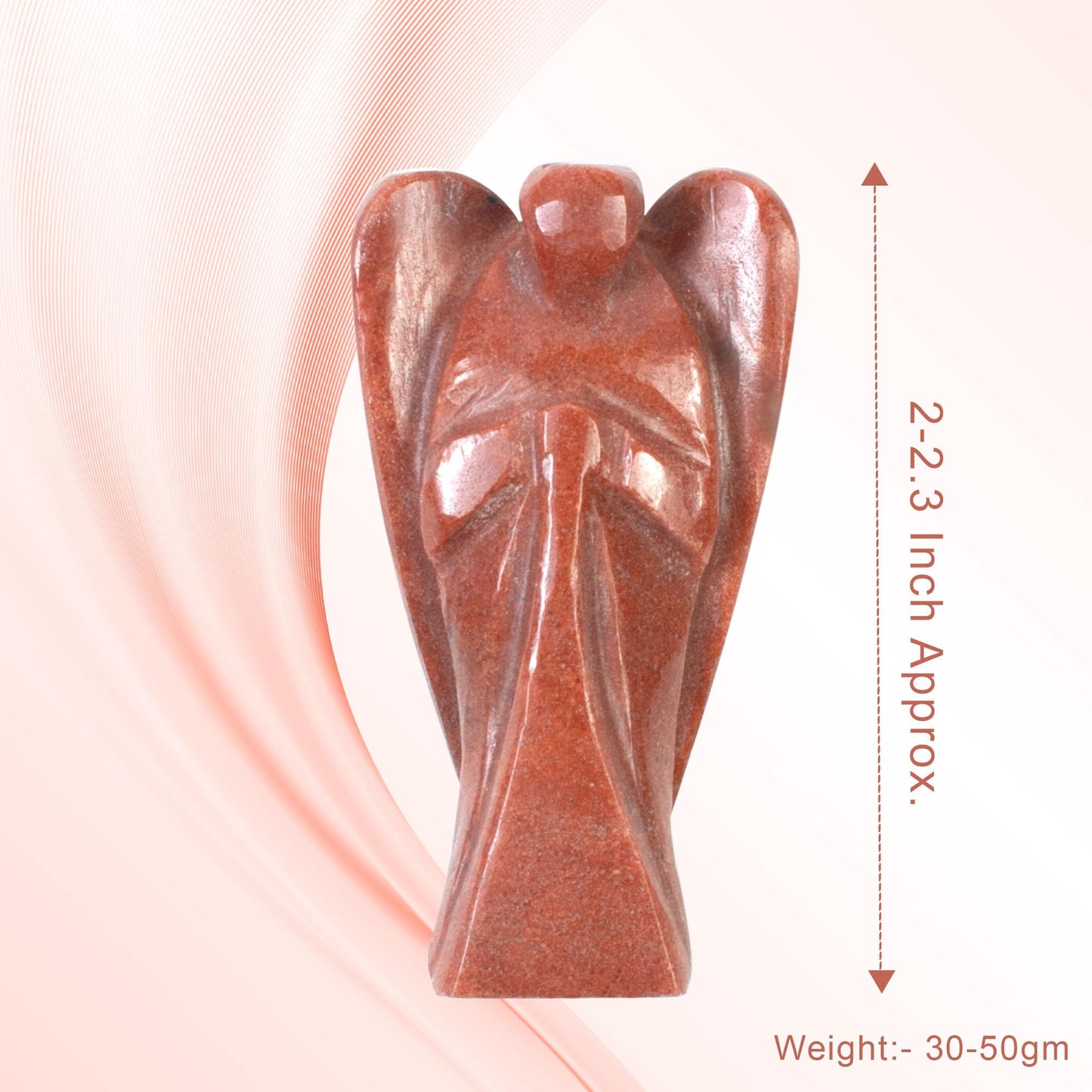 "Red Sand Jasper Gemstone Guardian Angel Healing Crystal, Hand Carved Pocket Angel Figurine - Crystals for Positive Energy, Handmade Mini Statue for Love, Peace & Healing, Natural Gemstone Figurine"