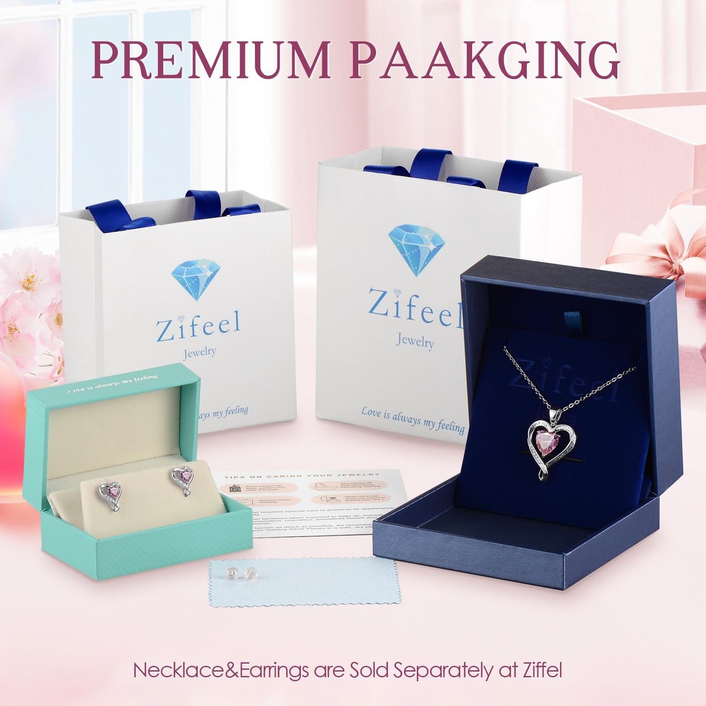 Zifeel Earrings for Women, 925 Sterling Silver Birthstone Heart Studs Earring for Girlfriend Wife, Anniversary Birthday Christmas Valentines Mother’s Day Gifts Jewelry for Women Wife Her Mom