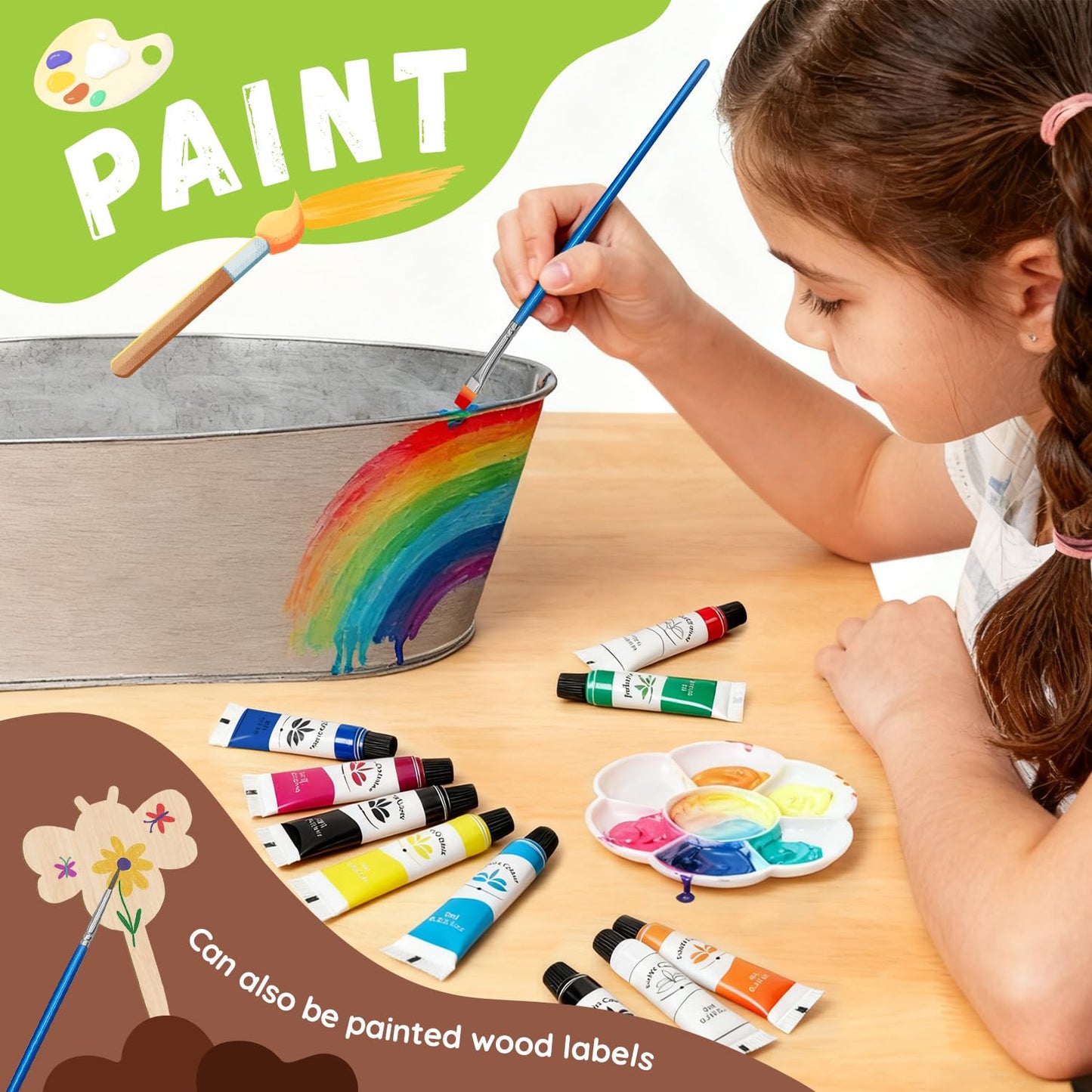 PLANTMEW Paint & Plant Flower Growing Kit for Kids - Fun Kids Gardening Set - Unique Birthday, Crafts & Arts, Gardening Gifts for Girls & Boys, Ages 5, 6, 7, 8-12 Years Old, Easter Gifts for Girls