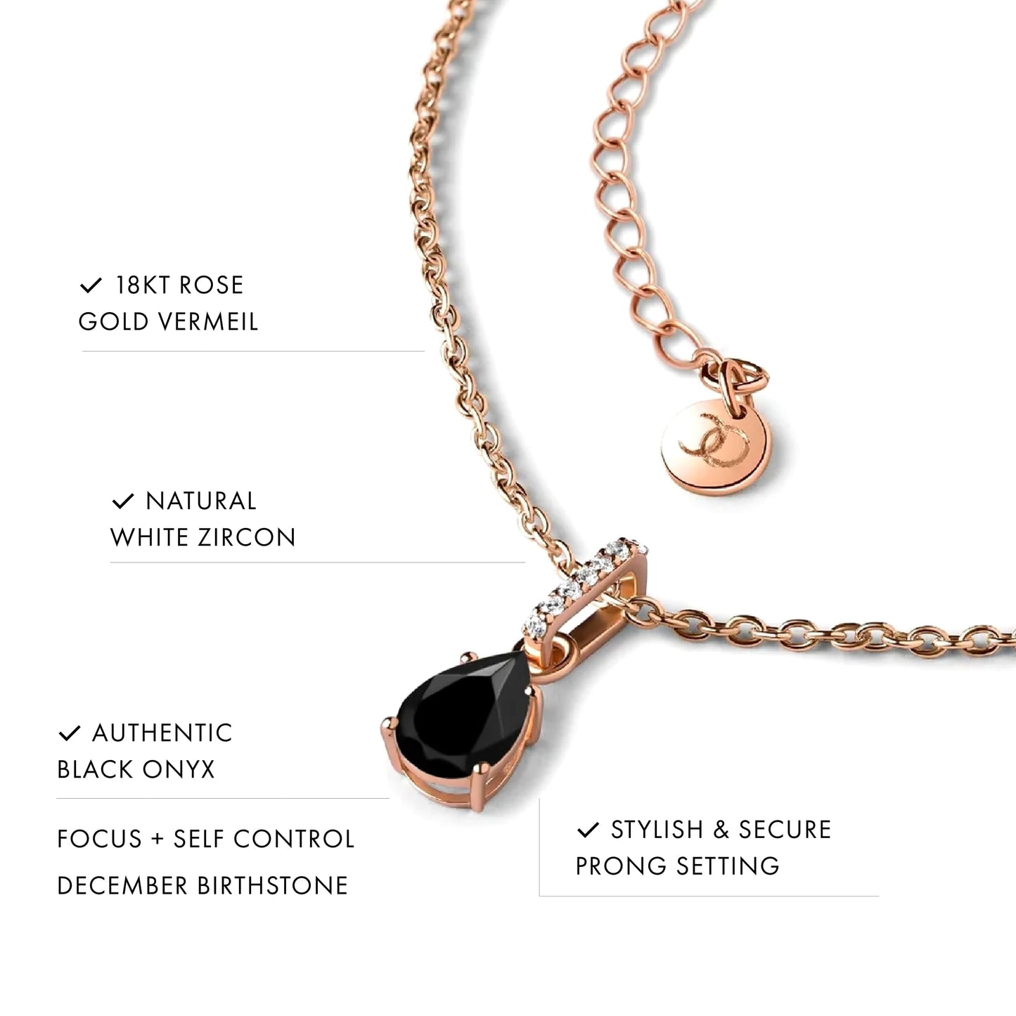 Moon Magic - Authentic Moonstone Necklace for Women | Onyx, Black Obsidian Necklaces/Real 925 Sterling Silver/18k Rose and Yellow Gold Enchanted Crystal Necklace for Women | Genuine Gemstone Jewelry