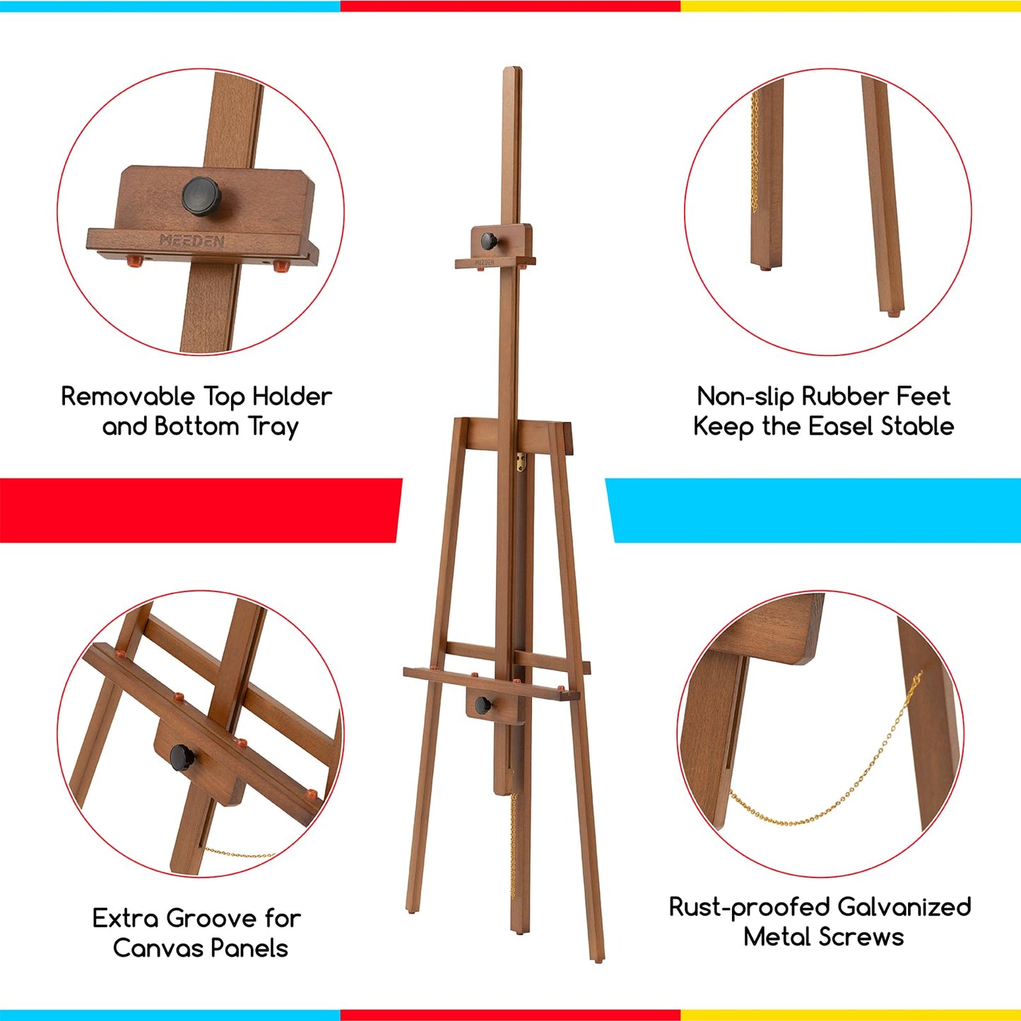 MEEDEN Art Easel Stand for Painting: Solid Beech Wooden Easel Holds Canvas up to 43" for Adult Studio - Adjustable Artist Painting Easel for Wedding Sign Poster Display - Walnut