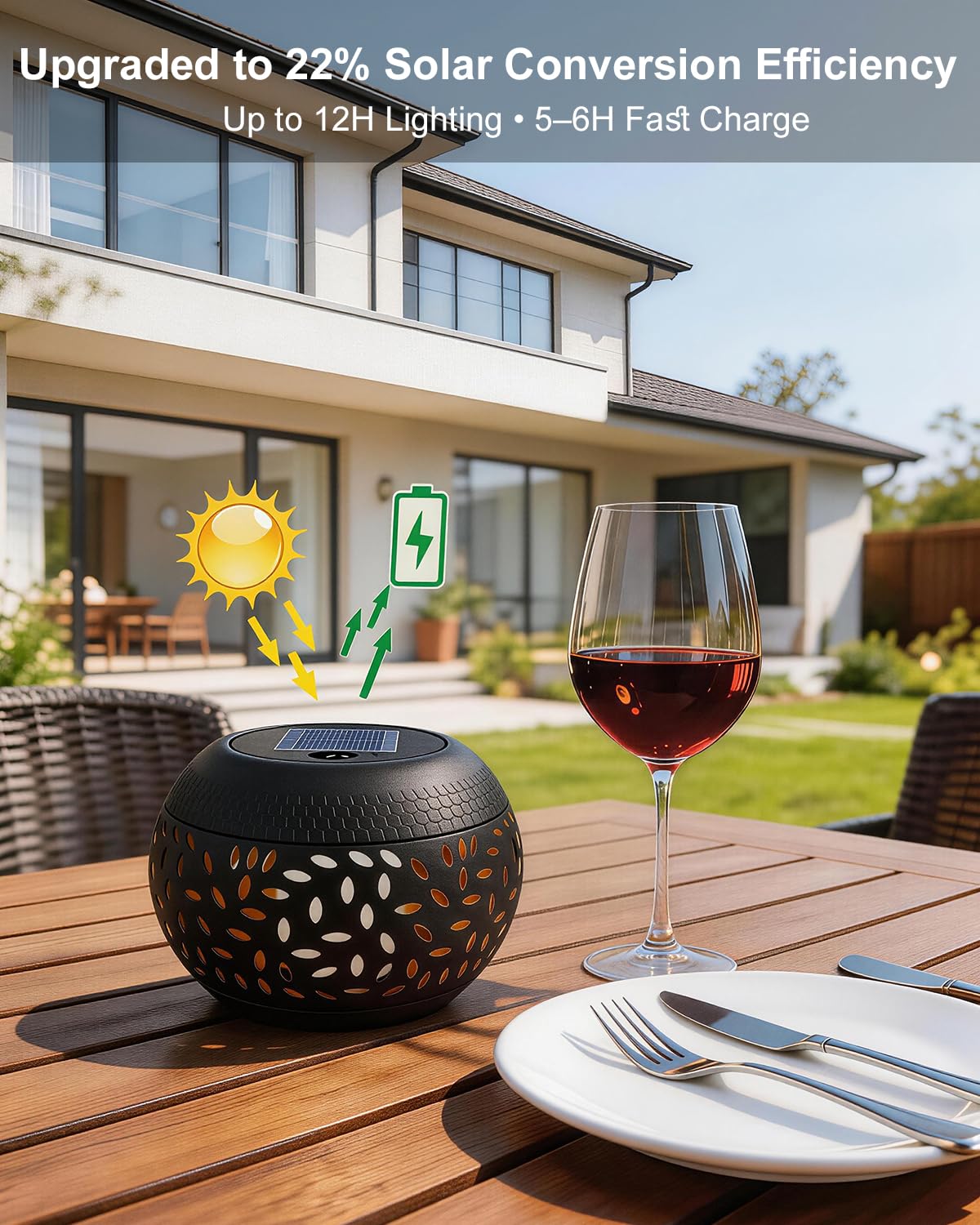 Solar Table Lights Outdoor Waterproof - Dancing Flickering Flame Lamp Black Metal Tabletop Light Solar Powered Decorative Lighting Lantern for Desk Bedroom Patio Garden Pathway Yard 1 Pack