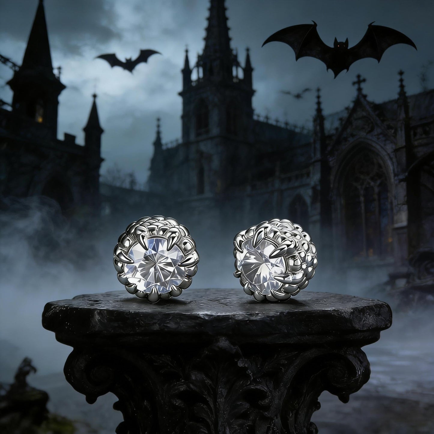 keekingdom silver Magnetic Stud Earrings for Men Women Dragon Claw Design Cubic Zirconia No Piercing Clip On Magnet Ear Jewelry for Daily Wear and Precious Holiday Present