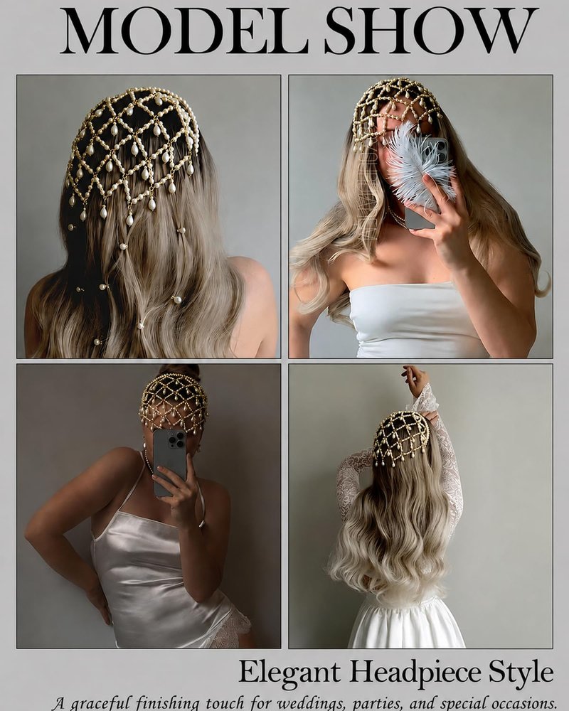 STONEFANS Gold Hair Accessories - Gold Pearl Fairy Headpiece for Women Flapper Renaissance 1920s Pearl Hair Accessories for Women Head Chain Pearls Jewelry Prom Party