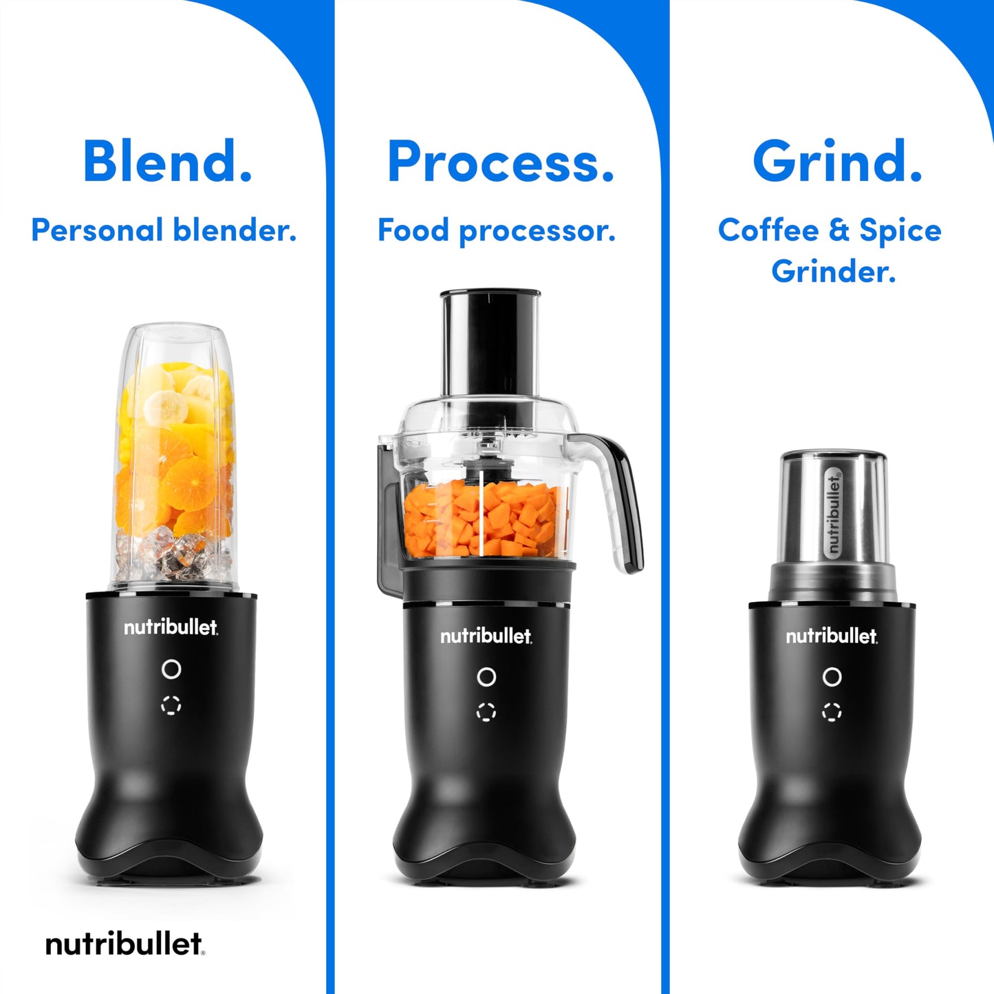 nutribullet Ultra Plus+ 3-1 Compact Kitchen System, 1200W Kitchen System with Blender, Food Processor, and Coffee and Spice Grinder, 32oz and 24oz Blending Cups, 2-Cup Food Processor, Satin Black