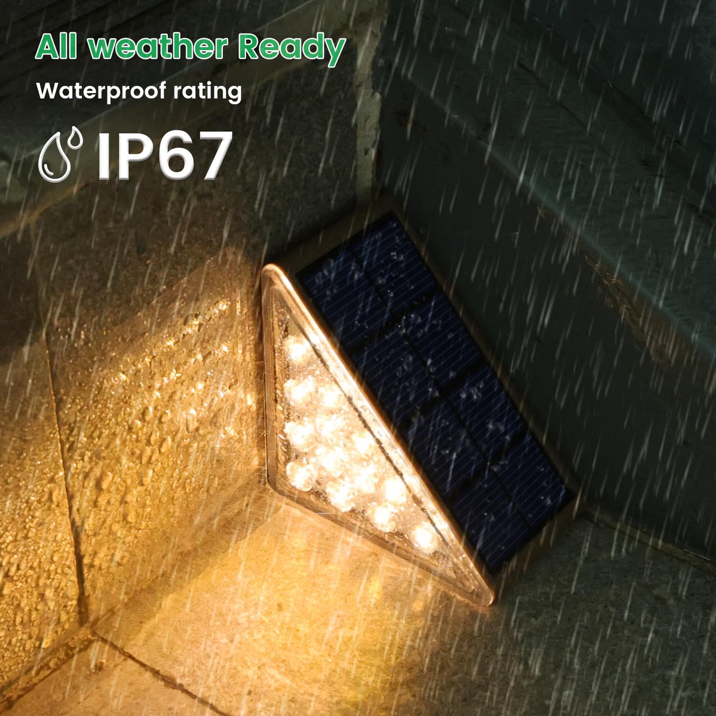 JOFIOS Solar Step Lights for Outside, 12pack Solar Stair Lights Outdoor Waterproof IP67, Deck Step Lights, Outdoor Light Decor for Staircase, Patio, Front Step, Pathway, Front Porch(Warm Brown)