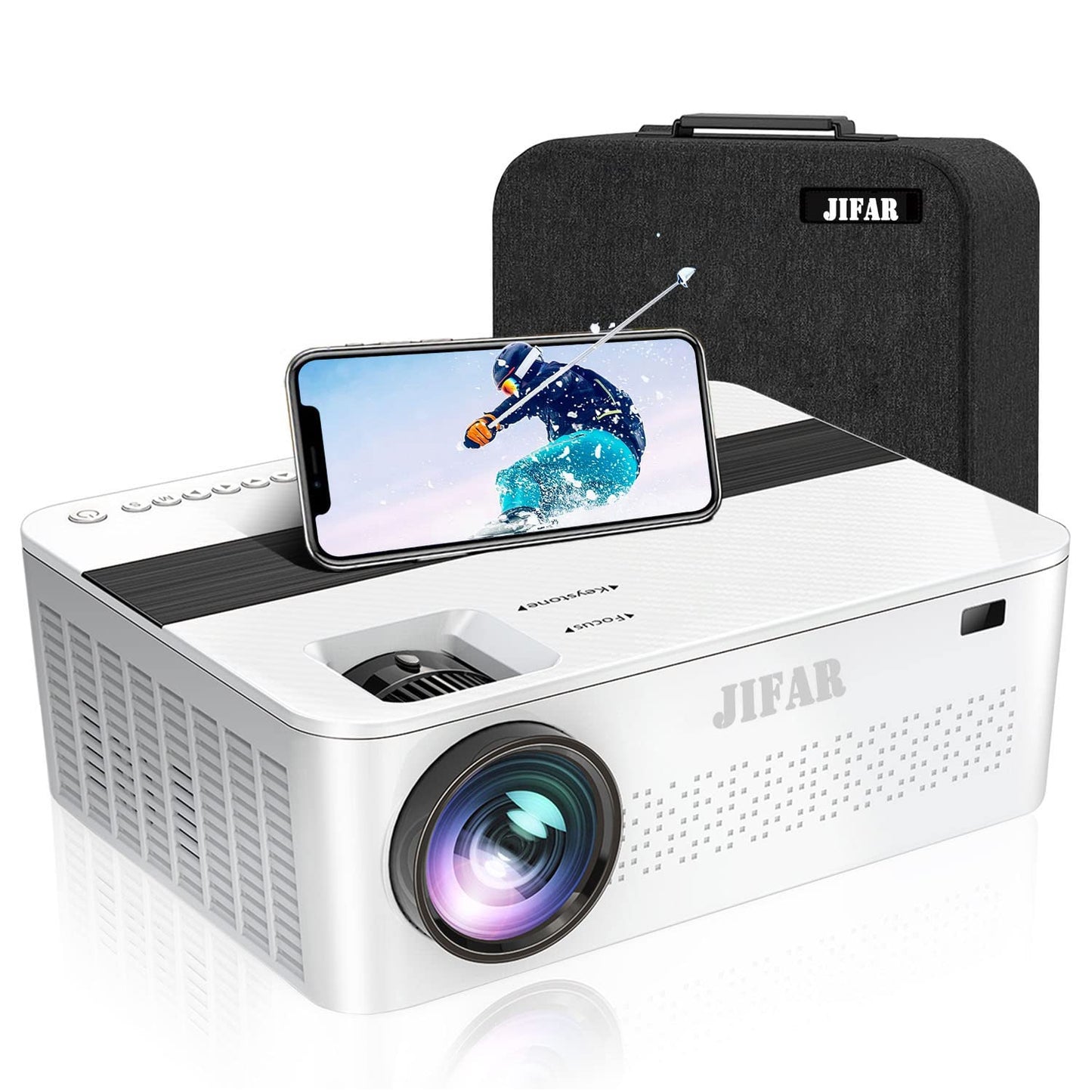 JIFAR Projector 4K with 5G WiFi & Bluetooth,2000ANSI Outdoor Projector with 450" Display,Movie Projector Support 4K,Dolby Audio,Zoom,Keystone,20W Speaker,4K Home Projector for TV Stick,iOS,Android,PS5