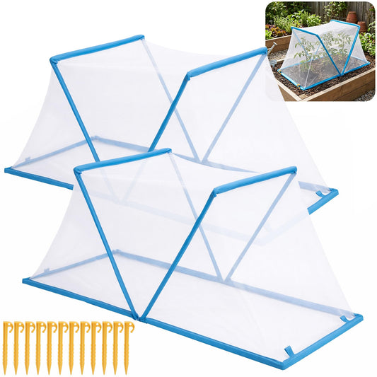 2 Pcs Foldable Garden Covers for Raised Beds, 35" x 13" x 15" Garden Bed Insect Bird Netting Plant Cover, Garden Rows Pest Barrier Plant Protector Mesh for Protecting Vegetables Fruits Flowers