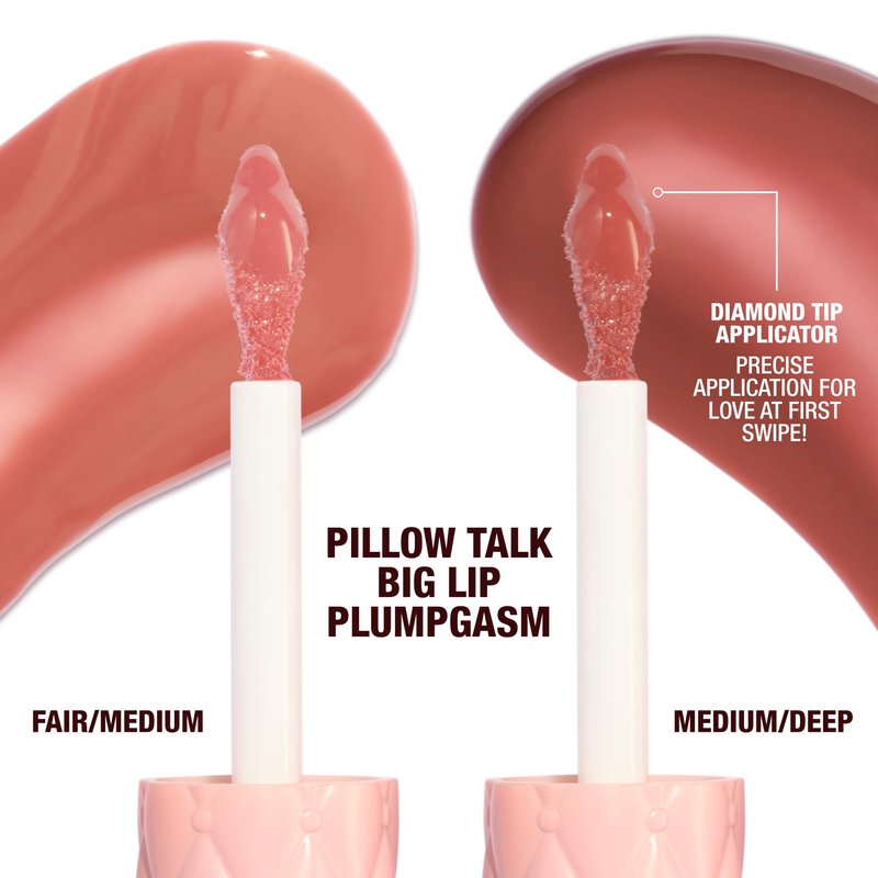 Charlotte Tilbury Pillow Talk Plumpgasm Lip Gloss - Hydrating Lip Plumper with Hyaluronic Acid & Plumpgasm Heat + Ice Technology for Juicy, Glossy Fullness - Medium/Deep