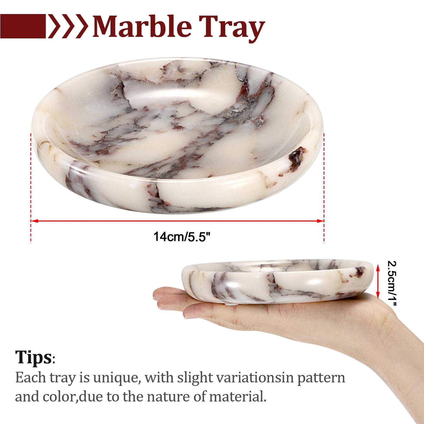 Hipiwe Decorative Key Holder for Entryway Table Round Key Bowl Marble Nightstand Organizer for Candle Jewelry Tray for Earrings Necklaces