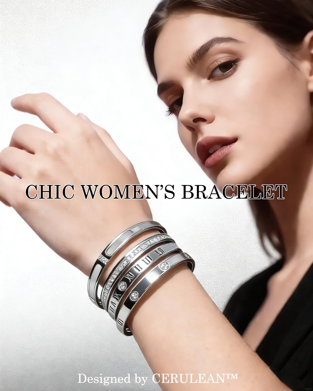 5-Piece Elegant Stainless Steel Bracelet Set, Fashionable Classic Design, Stainless Steel 5 Piece Bracelet Set, Non Tarnish Bangle, Elegant Bracelets Sets for Everyday and Formal Wear (Silver)