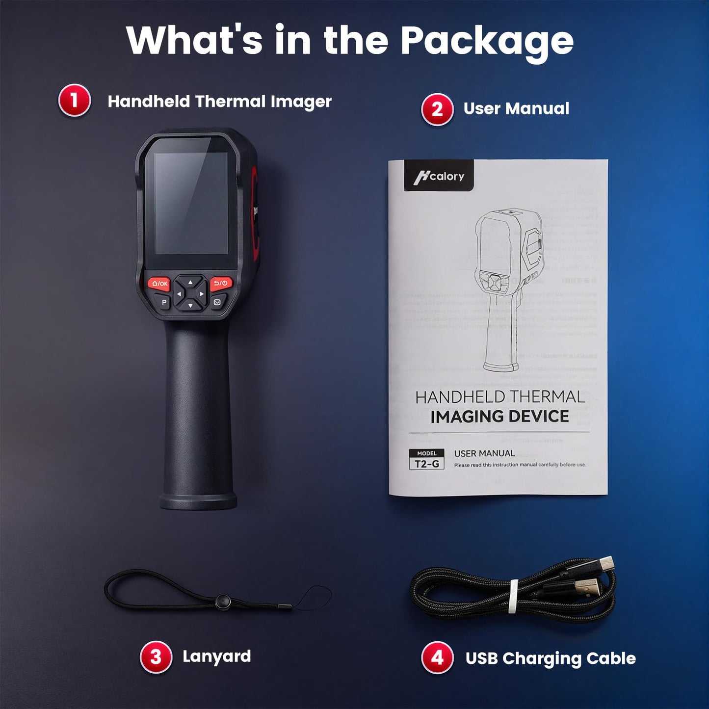 Hcalory T2-G Handheld Thermal Camera with 512*384 TISR Resolution, 256*192 IR Resolution, 8GB Memory, -4°F to 1022°F, 6-Hour Battery Life, 25Hz Infrared Camera with PC Software for Offline Analysis
