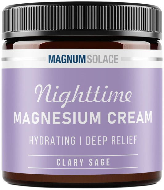 Magnum Solace Magnesium Lotion – Nighttime Magnesium Cream – Apply to Legs, Arms or Chest - Topical Magnesium Chloride – USA Made and Safe for Kids (Clary Sage)
