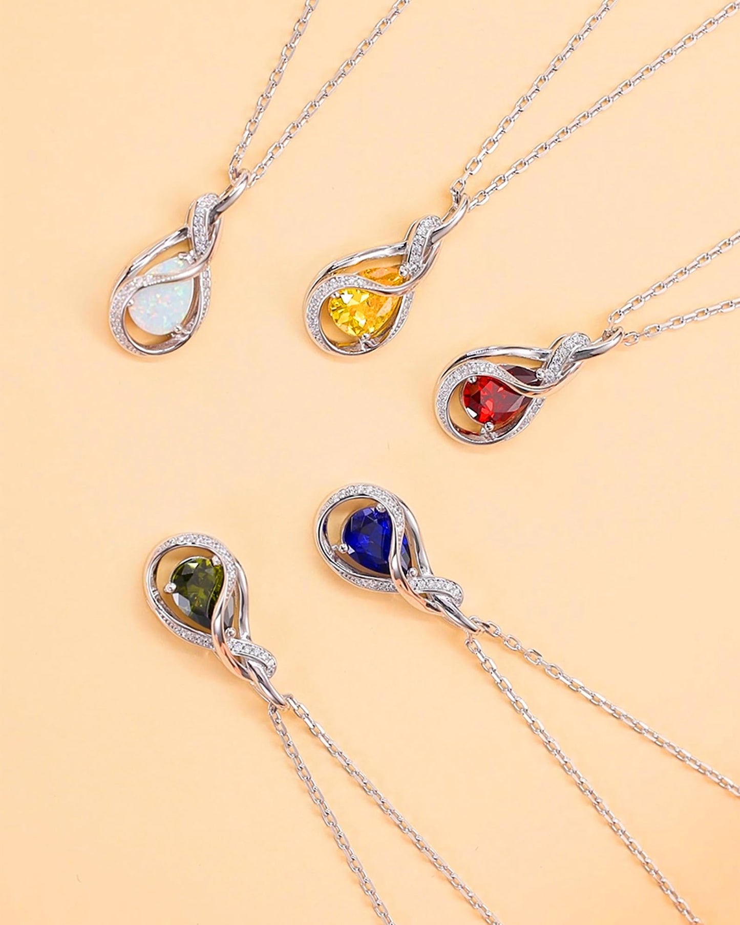 FANCIME White Opal Necklace October Birthstone Sterling Silver Infinity Knot Pendant Necklace Gemstone Fine Jewelry Birthday Mothers Day Gifts for Women Her Mom