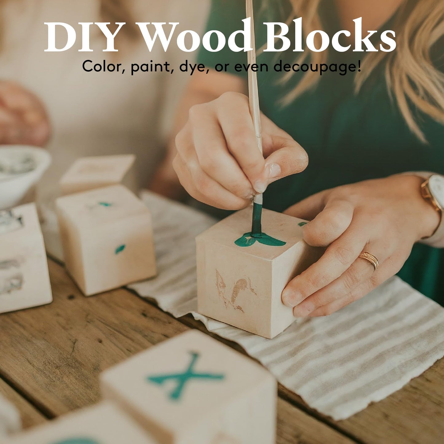 DIY Wood Cubes 1-inch, Pack of 50 Small Wooden Baby Blocks for Baby Shower, Wooden Blocks for Crafts, STEM, Building, and Blank Wood Dice, by Woodpeckers
