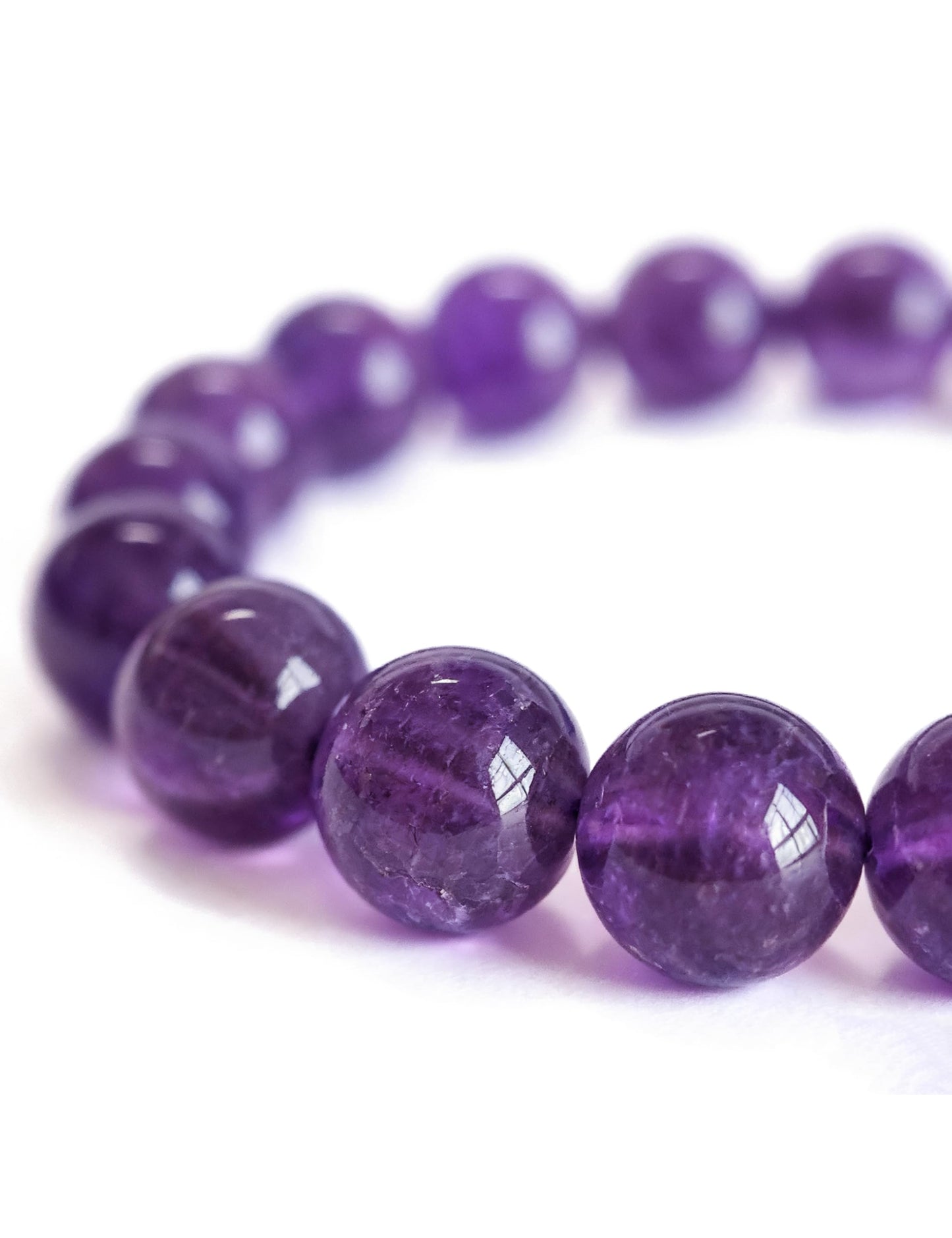 Silan's Natural Amethyst Bracelet for Women, Genuine Healing Crystal Stretch Elastic Adjustable Bracelet with Lucky Card, Gift for Her (10mm)
