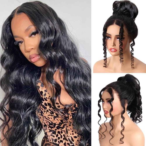 RASHINEE Hidden Strap Glueless 360 Lace Front Wigs Human Hair Body Wave Invisiable Strap 360 Glueless Wig Pre Plucked Bleached Knots Natural Hairline Pre Cut HD Lace Frontal with Drawsting