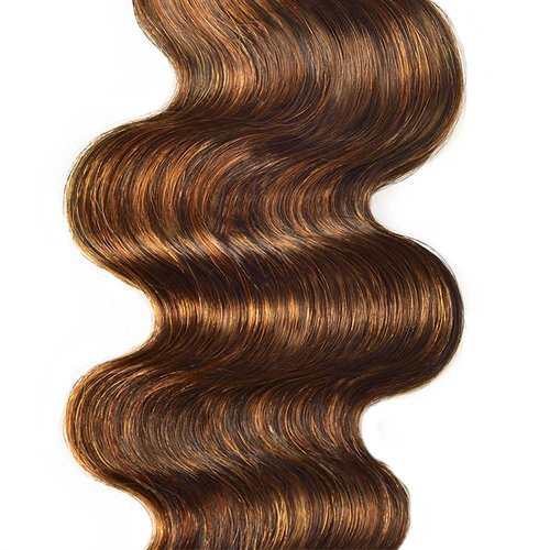 Giginger Bundles Human Hair Body Wave Human Hair Bundles 20 22 24 Inch Brazilian Chocolate Brown Highlight P4/30 Unprocessed Quick Weave Soft Sewn In Hair Extensions for Black Women