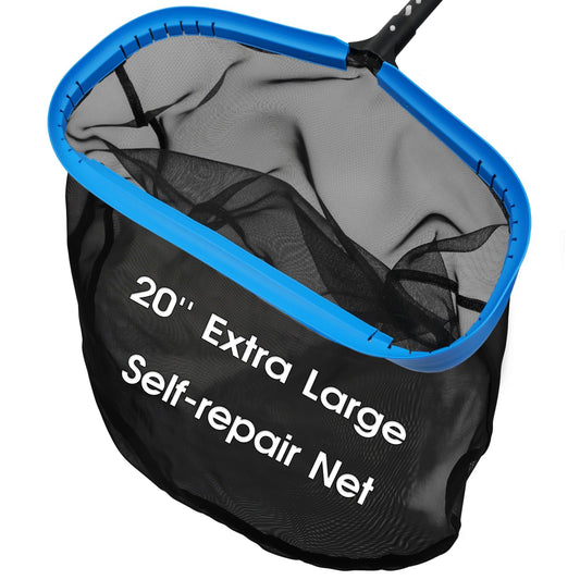 TidyMister 20'' Self-Repair Pool Skimmer Net Pool Cleaning Net with Heavy Duty Nylon Mesh, Aluminum Frame, Deep Debris Bag, for Above Ground Pool In-ground Pool Leaf Rake Net (Without Pole)