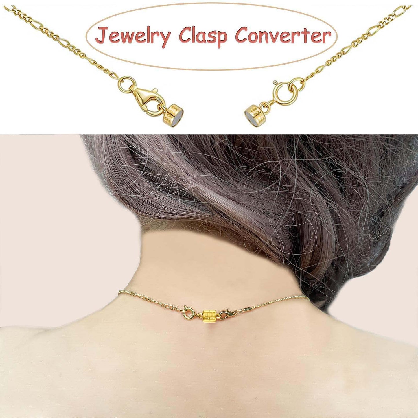 OHINGLT 925 Sterling Silver Magnetic Necklace Clasps and Closures,Gold and Silver Magnetic Clasp Converter for Jewelry Making Supplies,Chain Extender Connector for Small Necklace Bracelet