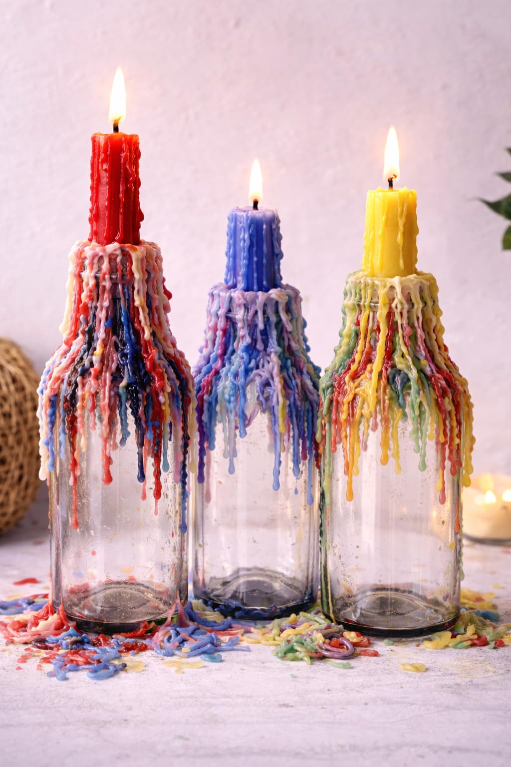 Funny Guy Mugs Unscented Drip Candles 24 Pack White Dripping Wax Candles, 6.5" Tapers for Bottle Drip Decor & Statement Centerpiece