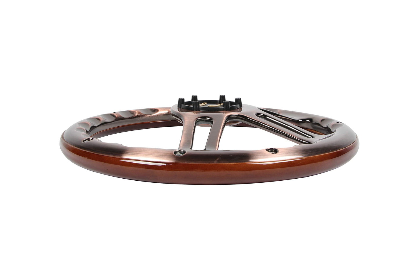 350mm 14" Inch Classic Nostalgia Style Wood Grain Bronze Steering Wheel Slotted 4 Spoke Steering Wheel Mahogany Wood Grip