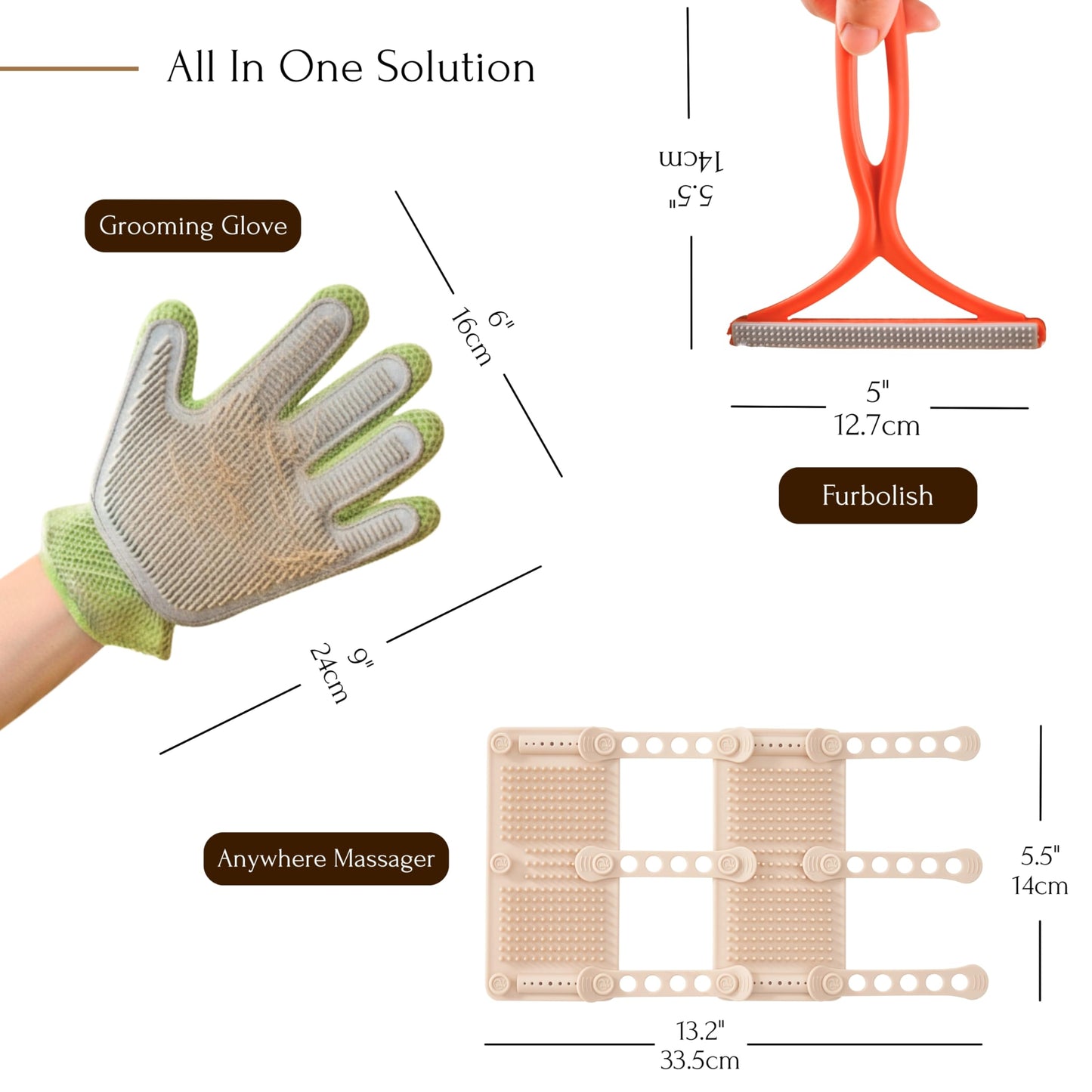 Petpals Pet Hair removal Tool, Portable Flexible Cat Massager,2 in 1 Pet Grooming Glove, Cat/Dog Hair Removal Brush for Rugs, Couch, Furniture, 3 in 1 Bundle,Valuable Kit