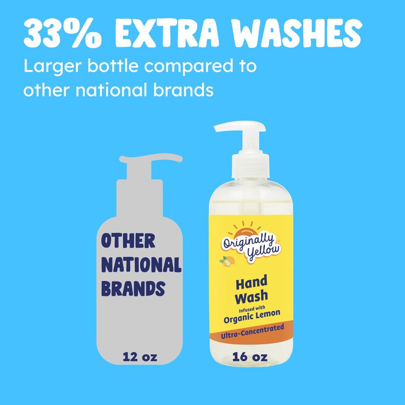 Originally Yellow Hand Soap Infused with Organic Lemon | Gentle Hand Soap |, 16 Fl Oz (3-Pack)